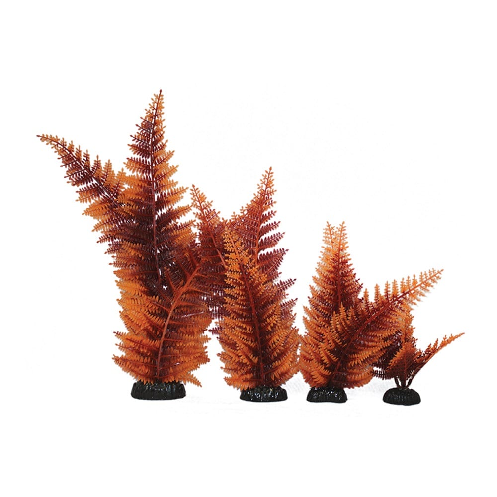 Broad Leaf Fern Red Plastic Plant