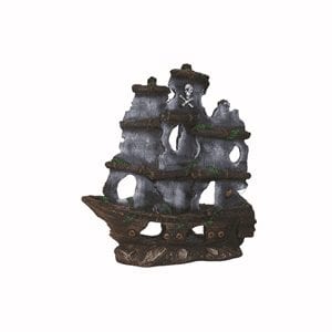 Pirate Ship with Sail Aquarium Ornament