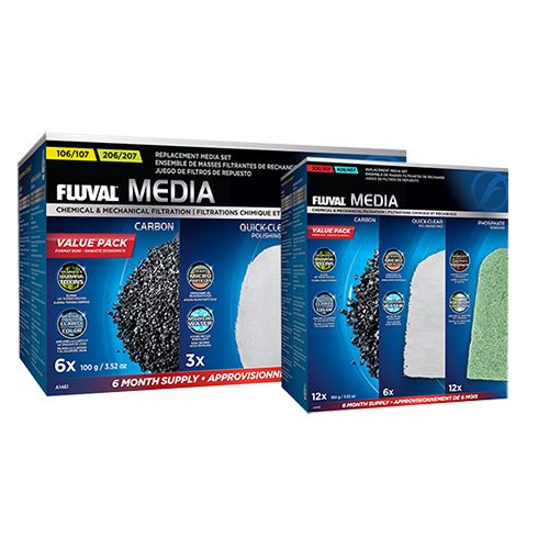 fluval value external filter media pack including carbon quickclear polishing pads phosphate remover pads