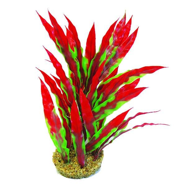 10" Green & Red Plant with Wide Sand Base