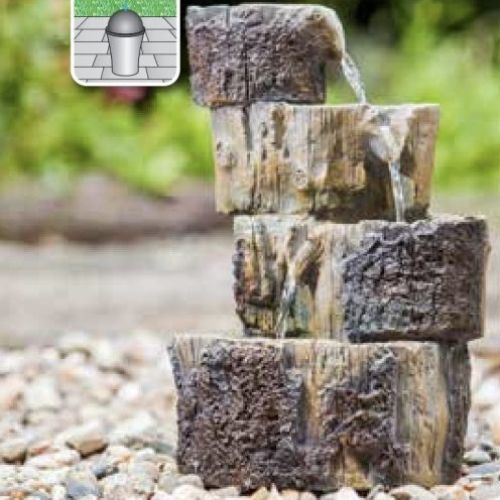 Tree Stump with Cascade LED Water Feature
