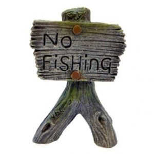 Grey No Fishing Sign Aquarium Ornament