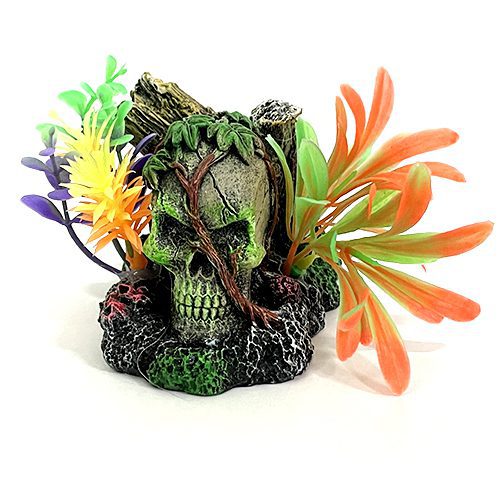 marina iglo skull vines fluorescent aquarium ornament