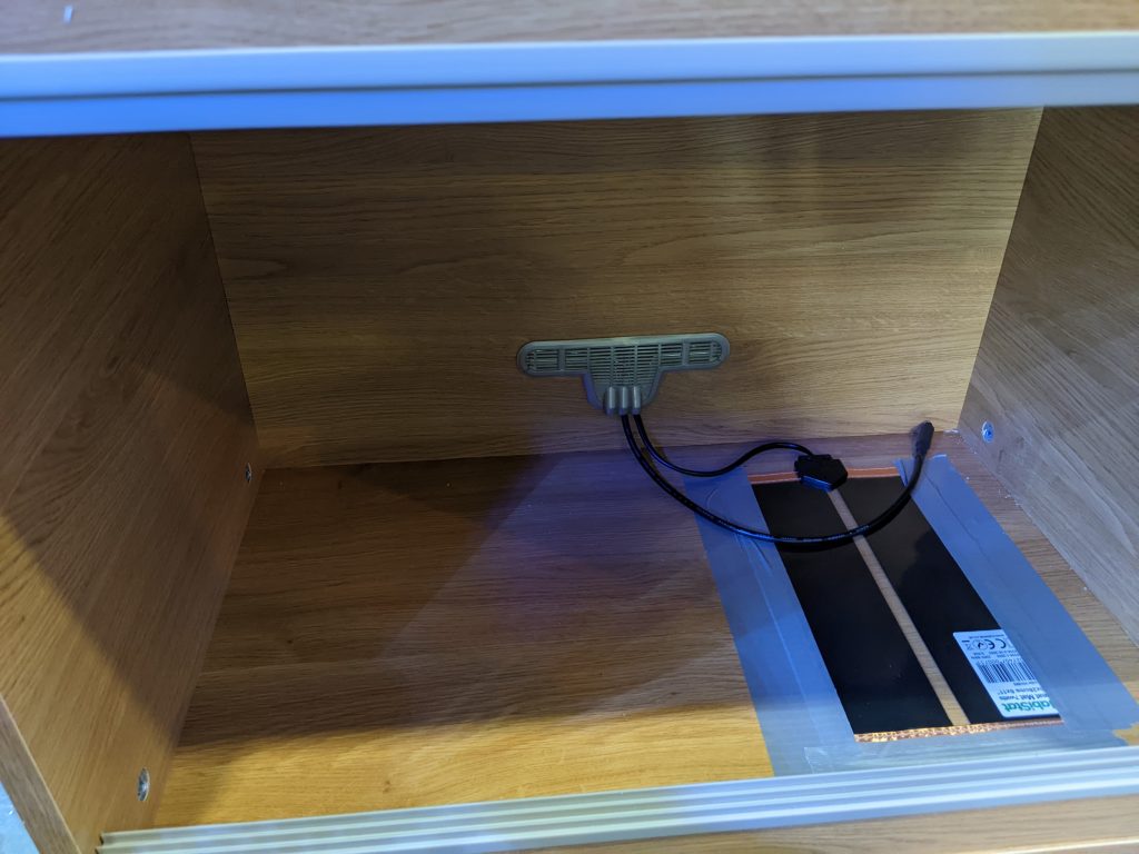leopard gecko vivarium with heat map and thermostat installed