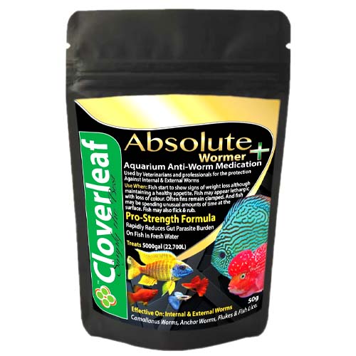 cloverleaf absolute aquarium medication for tropical coldwater freshwater fish wormer plus +