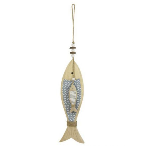 Wooden Hanging Fish Grey 30cm