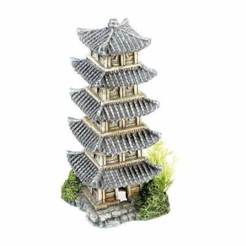 oriental tower with plants ornament 7.5x6.5x16cm