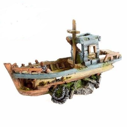 Fishing Boat Aquarium Ornament
