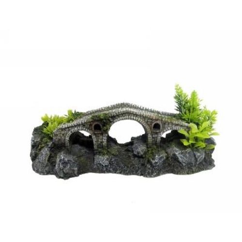 stone bridge with plants ornament
