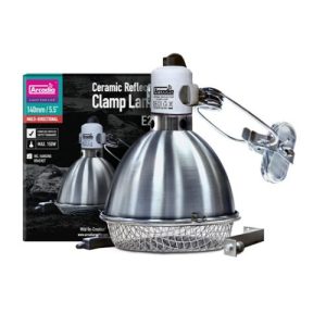 arcadia reflector clamp lamp and ceramic holder 14cm stainless steel