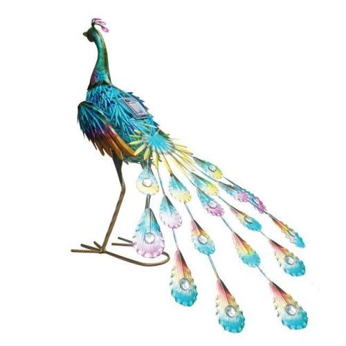 Peacock Solar Garden Ornament - Looking Forward
