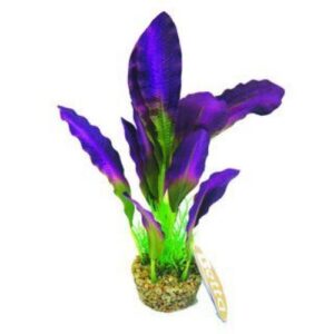 8" Purple Silk Aquarium Plant with Sand Base