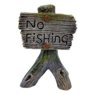 Grey No Fishing Sign Aquarium Ornament