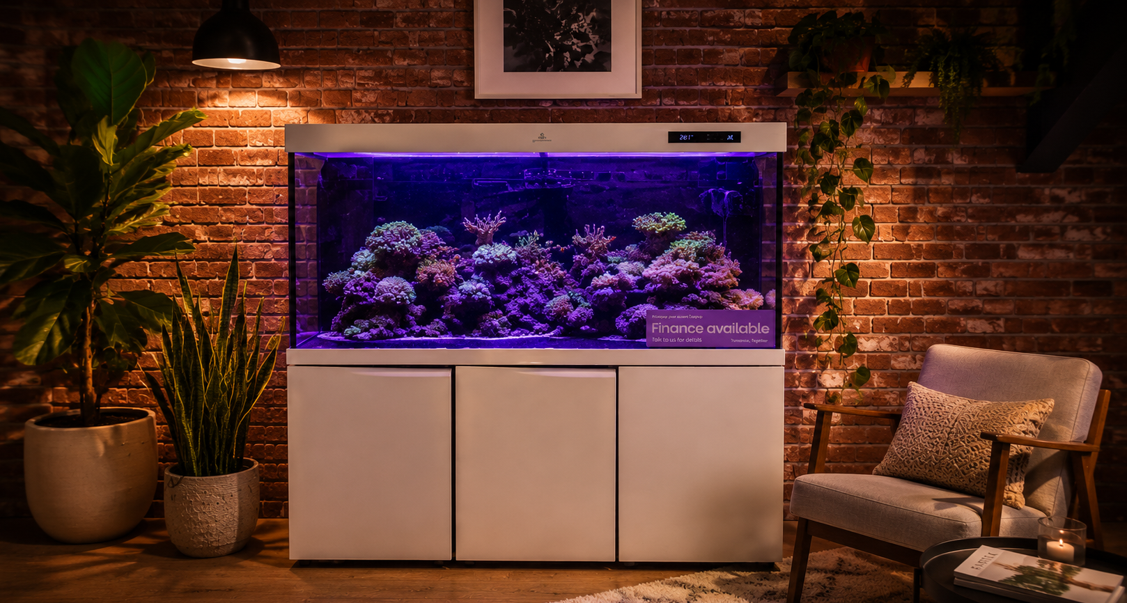 Cleair Sargasso aquarium, gloss glass tank and cabinet, exclusive to Shirley Aquatics
